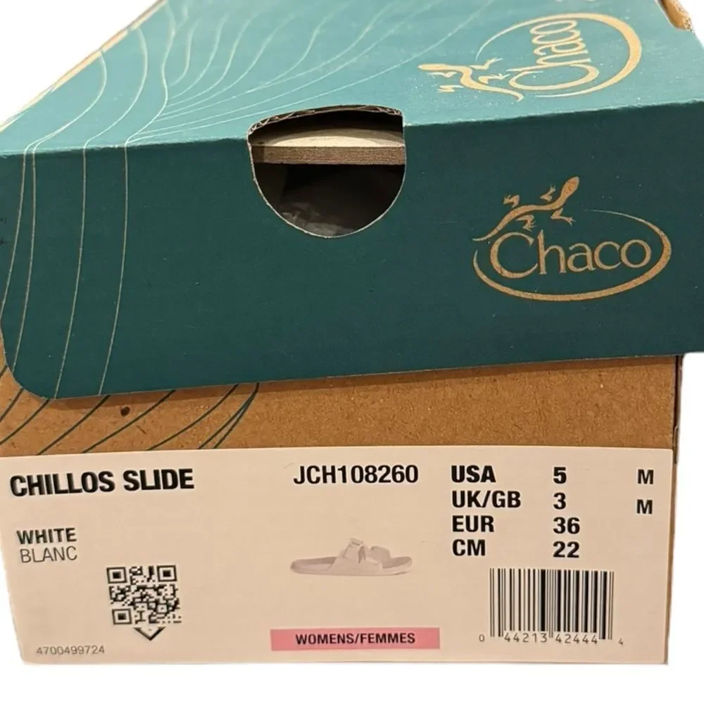 CHACO Women's Chillos Slide White Sandals NEW 5